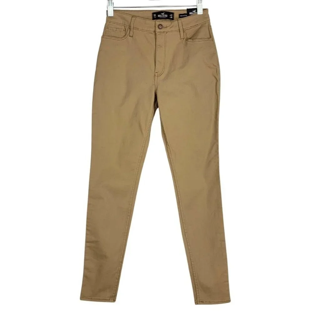 Hollister High Rise Super Skinny Womens Pants Size 5 Short 27 x 28 Stretch Khaki